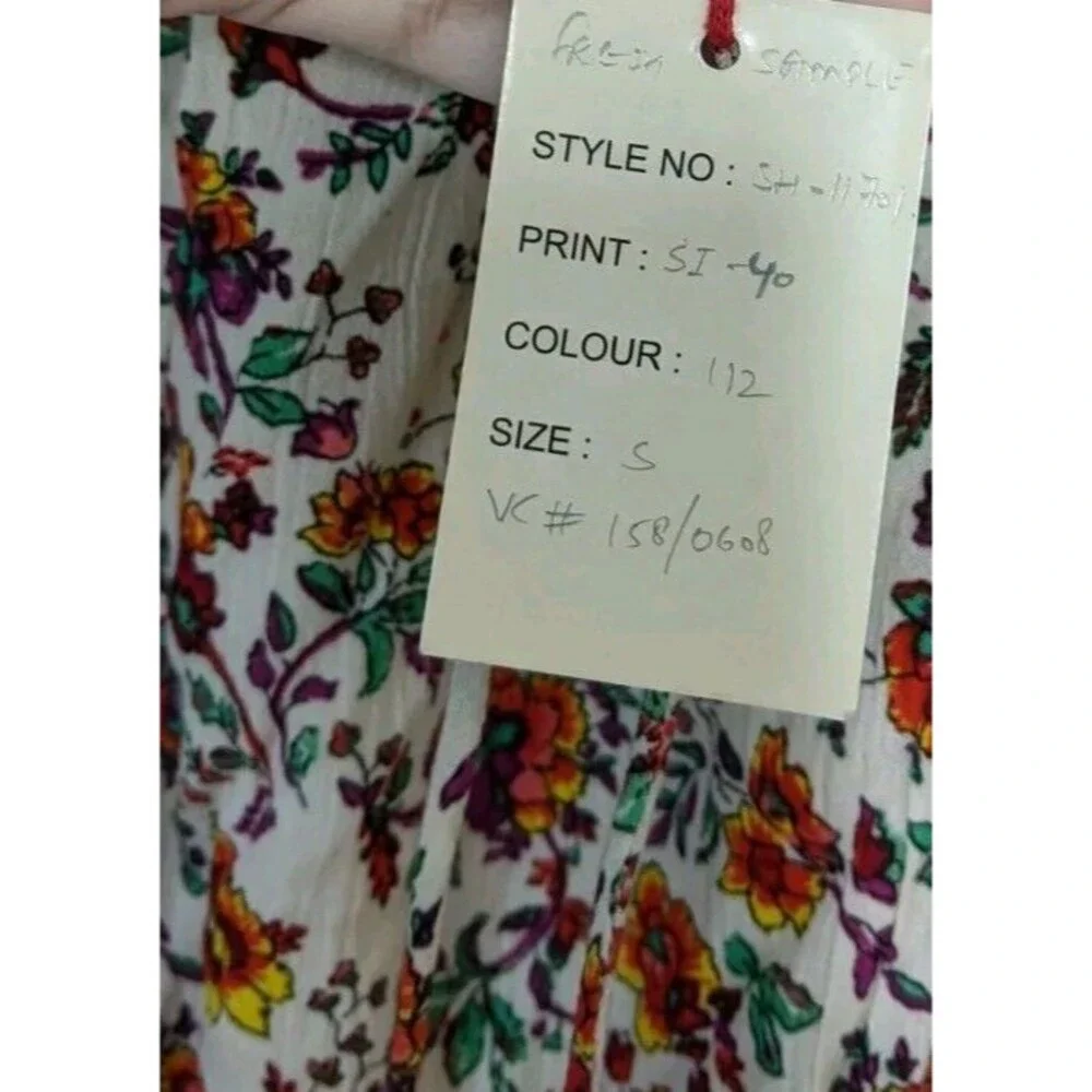 Raga Mini Tunic Dress Floral Tassel Shirred Bohemian Off Shoulder Size Small - Picture 11 of 11